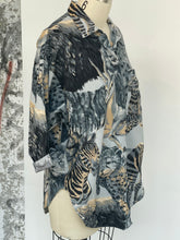 Load image into Gallery viewer, Grey Animal Print Button Down