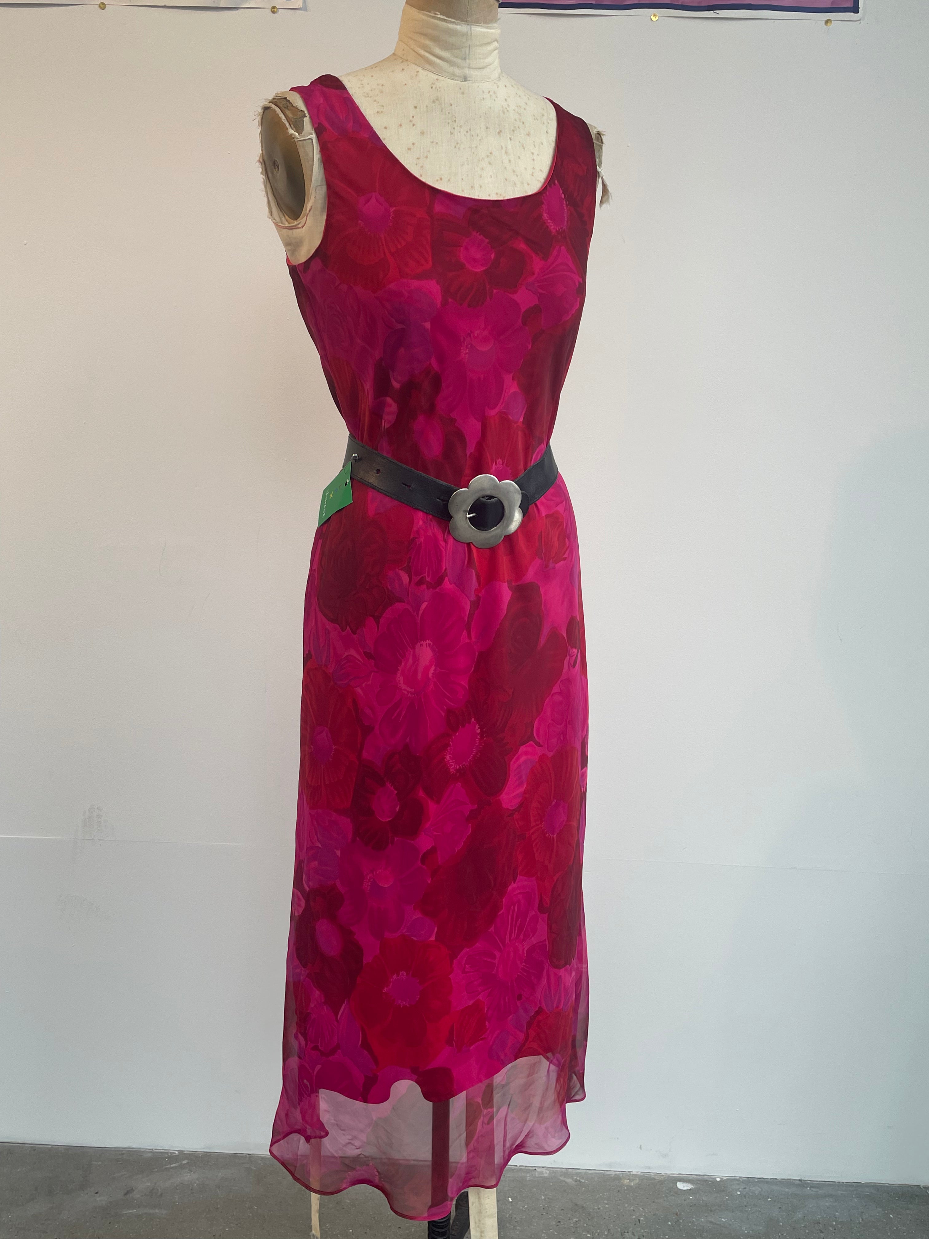 90s Red and Pink Floral Maxi Dress Everythings Fine Vintage