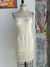 Load image into Gallery viewer, 100% Silk Cream Mini Dress with Embellished Hem
