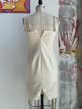 Load image into Gallery viewer, 100% Silk Cream Mini Dress with Embellished Hem