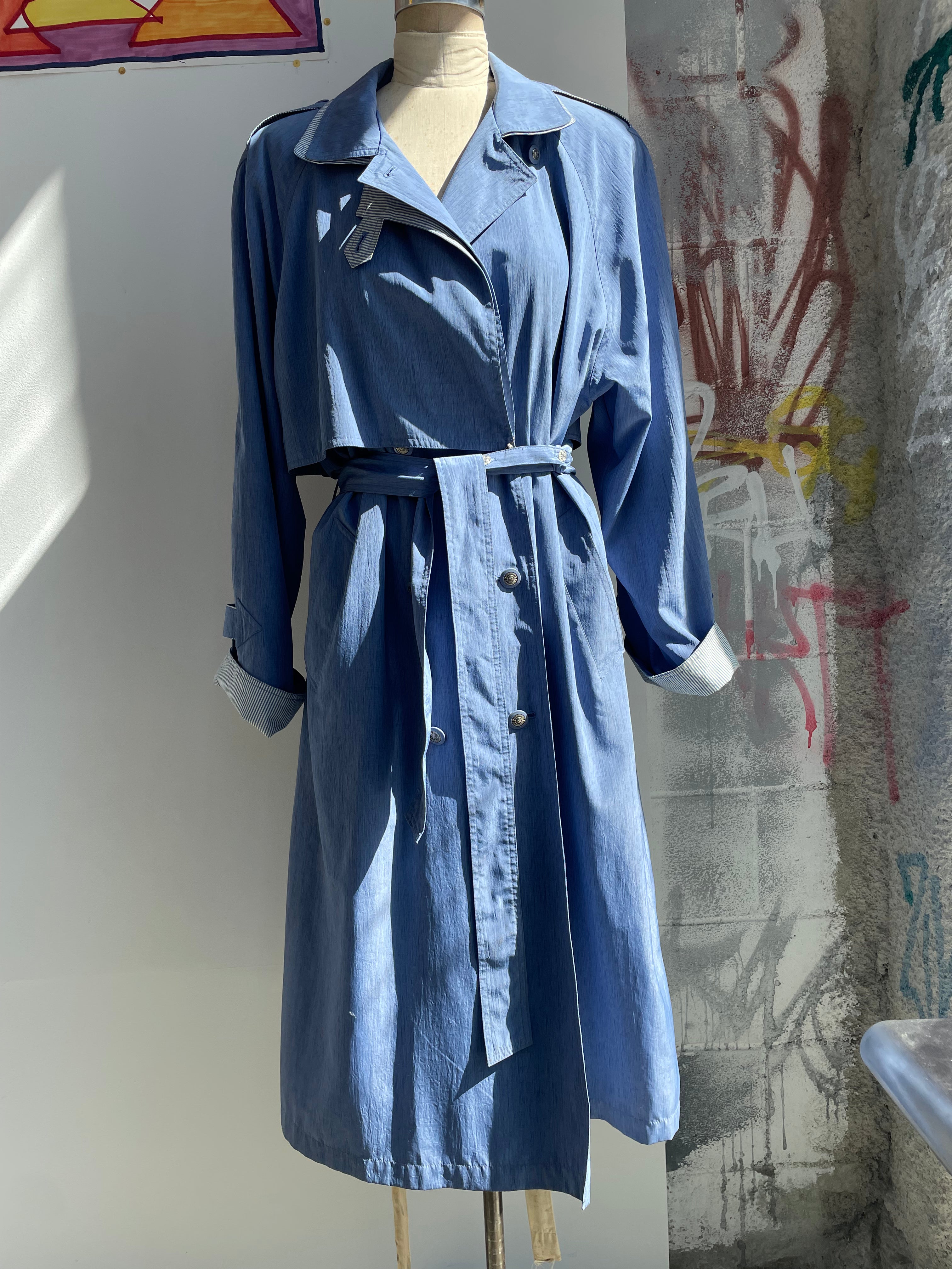 90 #39 s Stripe Piping Trench Coat Everythings Fine Vintage 90 #39 s Stripe Piping Trench Coat Everythings Fine Vintage