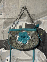 Load image into Gallery viewer, Snakeskin Teal Chain Mini Bag