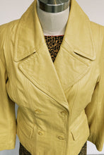 Load image into Gallery viewer, Butter Yellow Double Breasted Leather Jacket