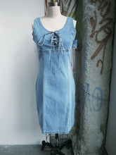 Load image into Gallery viewer, 90s Era Denim Lace Up Dress