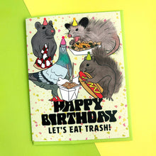 Load image into Gallery viewer, Trash Animals Birthday Card: Clear sleeve
