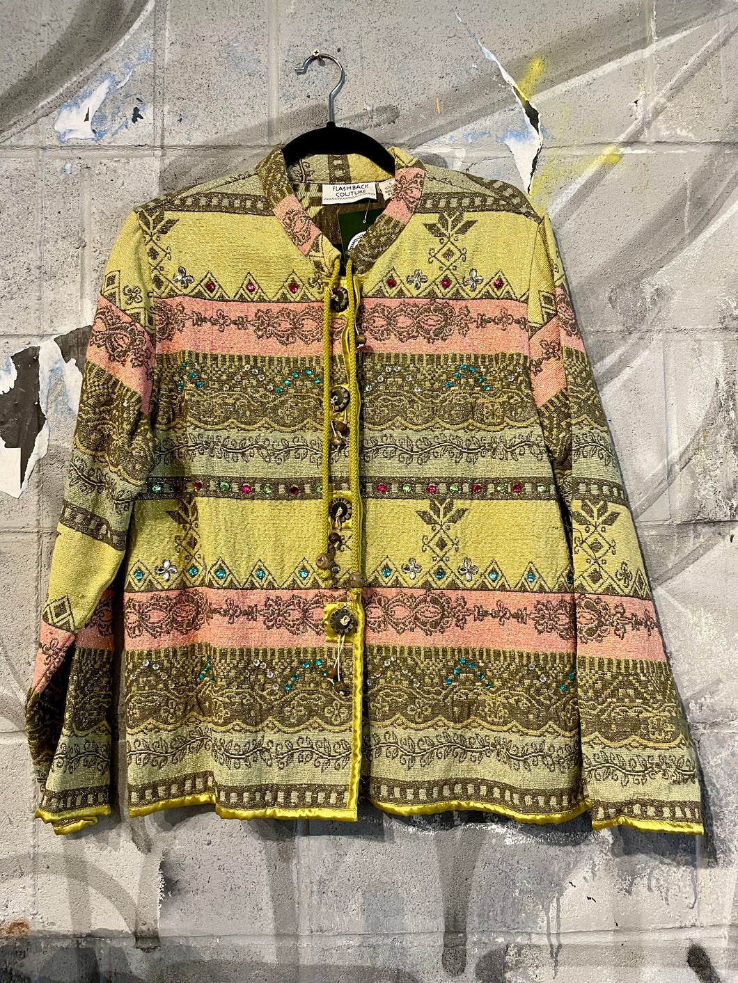 Flashback Green Embellished Tapestry Jacket