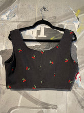 Load image into Gallery viewer, Upcycled Cherry Print Denim Bustier Tank
