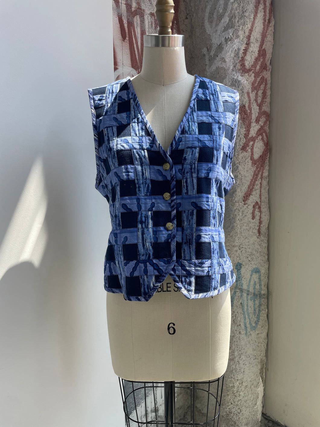 90s Quilted Button Up Vest
