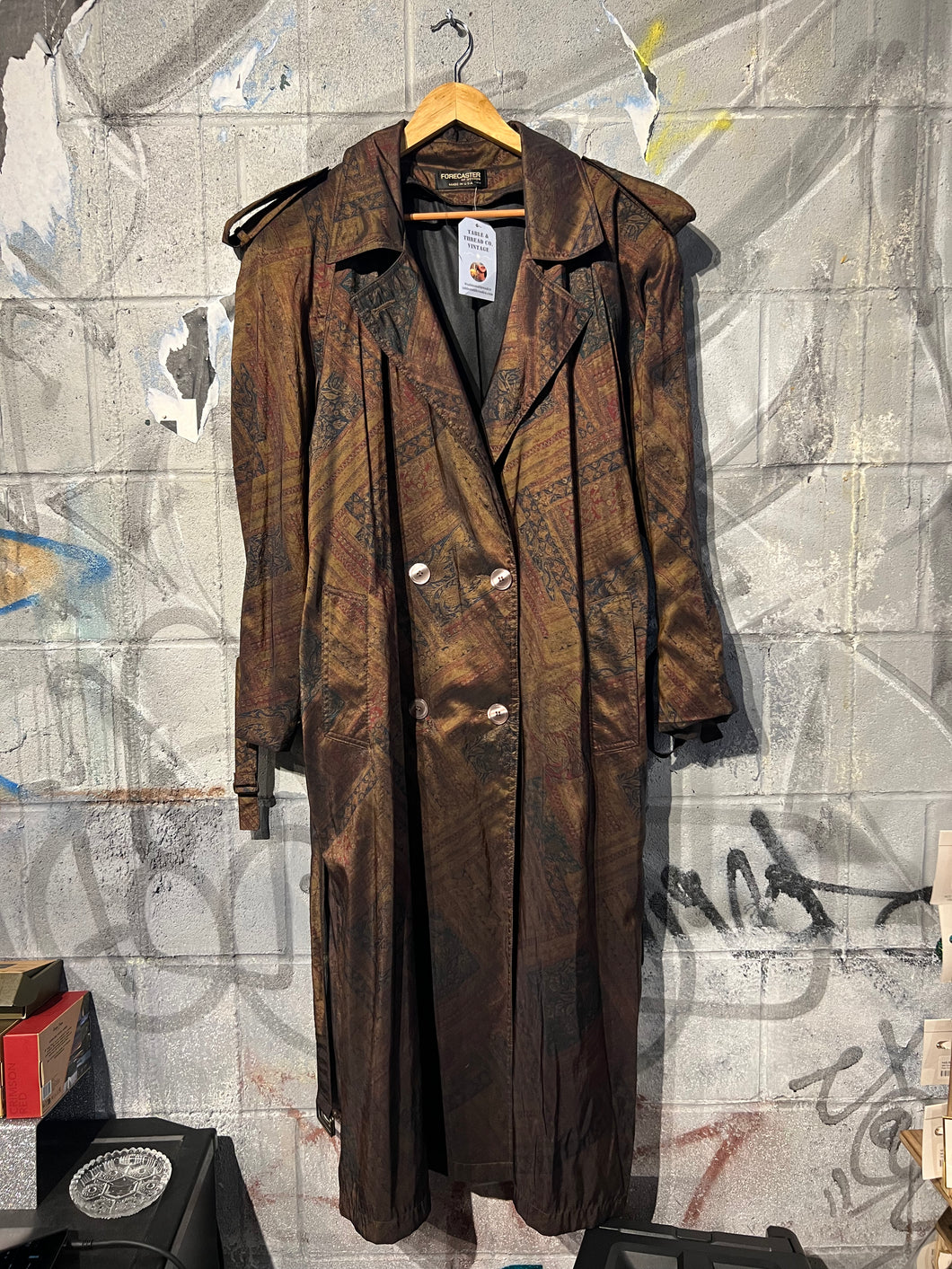 80's Vintage Union Made Patterned Trench Coat