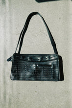 Load image into Gallery viewer, Black Leather Shoulder Bag w/Tie Detail
