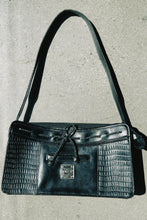 Load image into Gallery viewer, Black Leather Shoulder Bag w/Tie Detail
