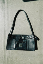 Load image into Gallery viewer, Black Leather Shoulder Bag w/Tie Detail
