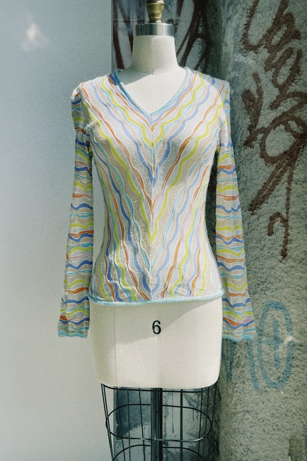Colorful Squiggles Mesh Top