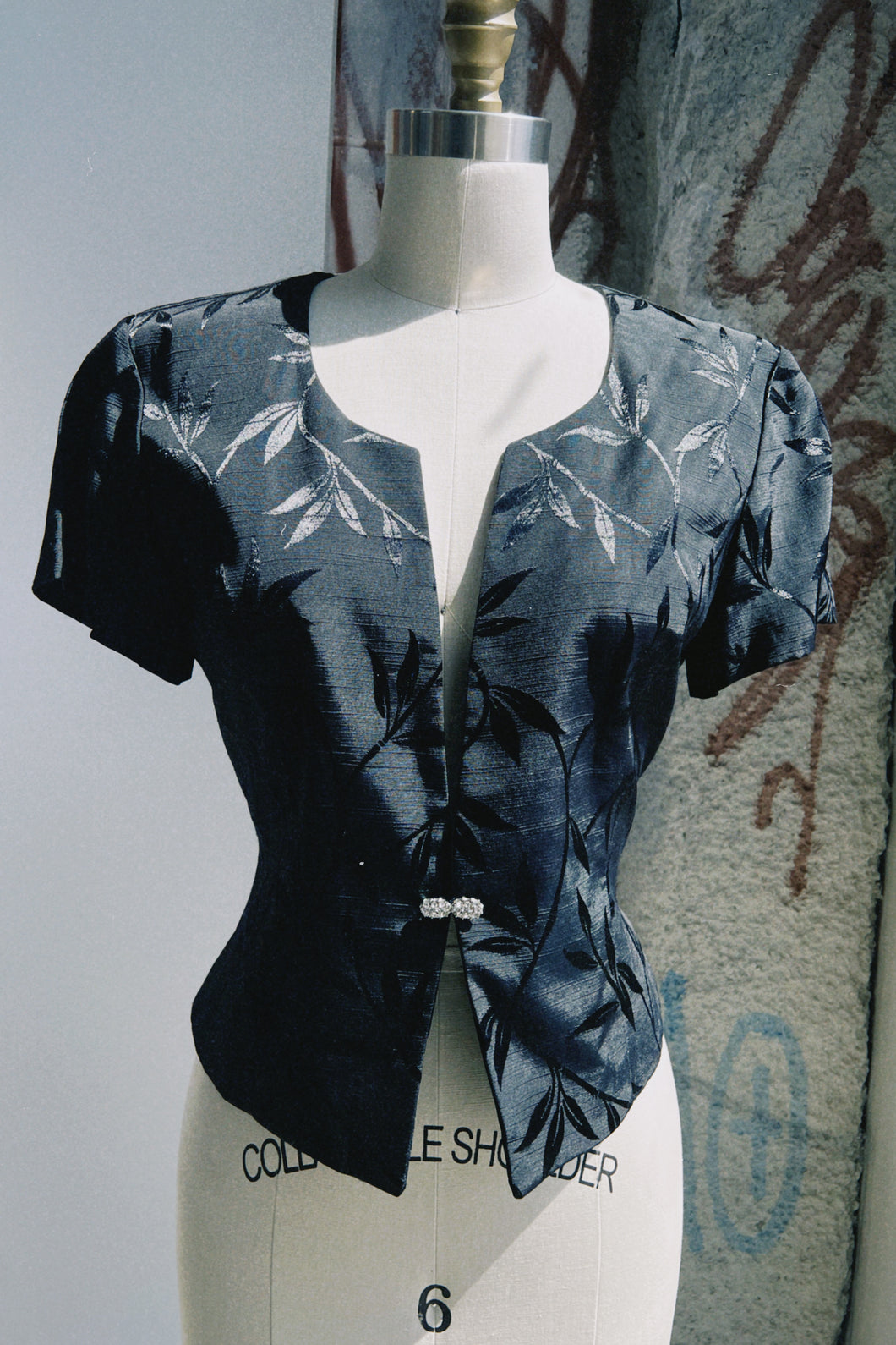 80s New Satin Floral Top/Jacket