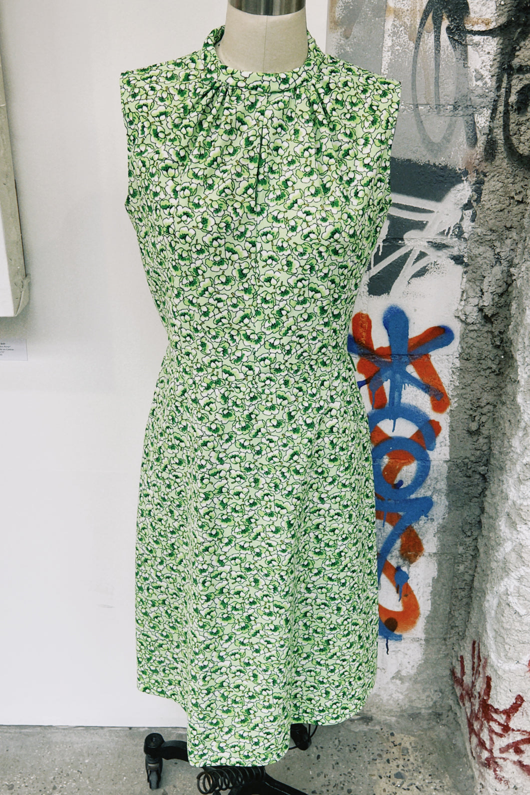 60s Green Floral Dress