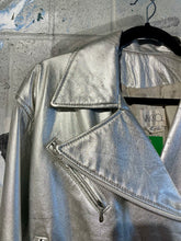 Load image into Gallery viewer, Silver Vakko Metallic Leather Jacket
