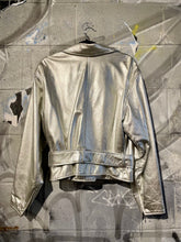 Load image into Gallery viewer, Silver Vakko Metallic Leather Jacket
