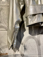 Load image into Gallery viewer, Silver Vakko Metallic Leather Jacket
