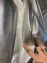 Load image into Gallery viewer, Silver Vakko Metallic Leather Jacket
