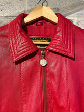 Load image into Gallery viewer, Red Leather Jacket with Coin Toggle Zipper
