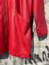 Load image into Gallery viewer, Red Leather Jacket with Coin Toggle Zipper
