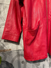 Load image into Gallery viewer, Red Leather Jacket with Coin Toggle Zipper
