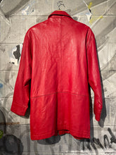 Load image into Gallery viewer, Red Leather Jacket with Coin Toggle Zipper
