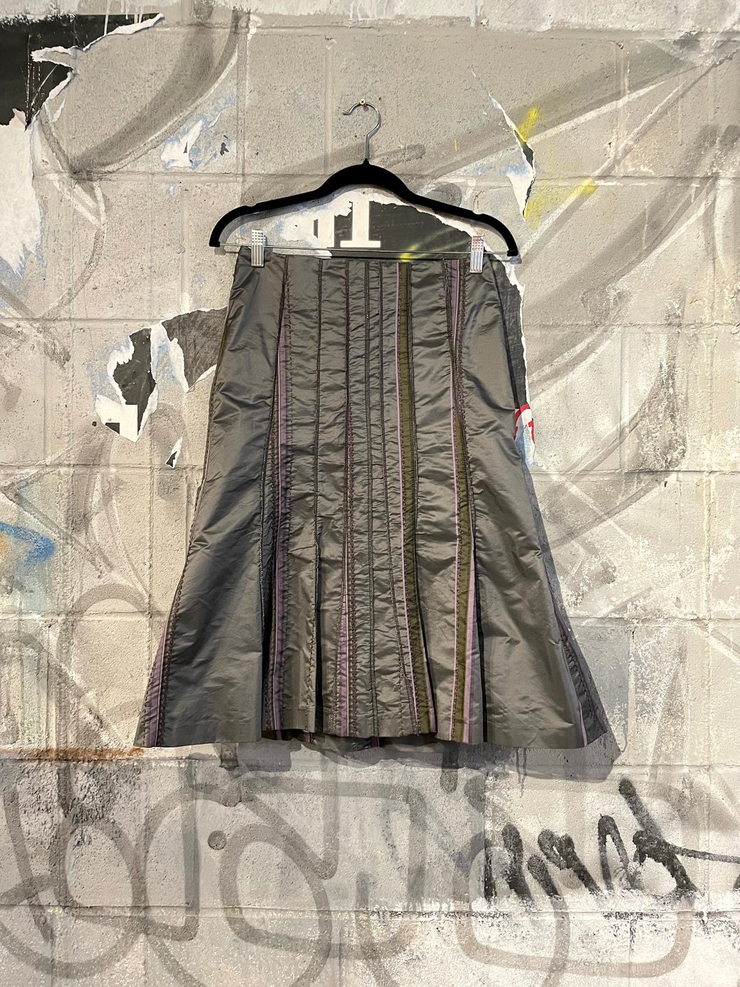 Javier Simorra Gray Metallic Textured Skirt