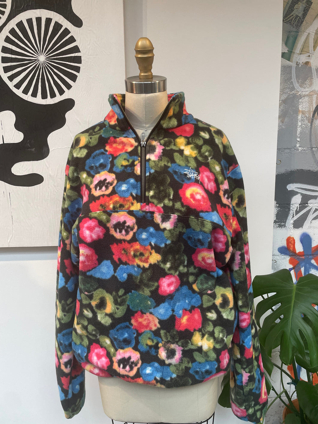 Stussy Floral Zip Up Fleece