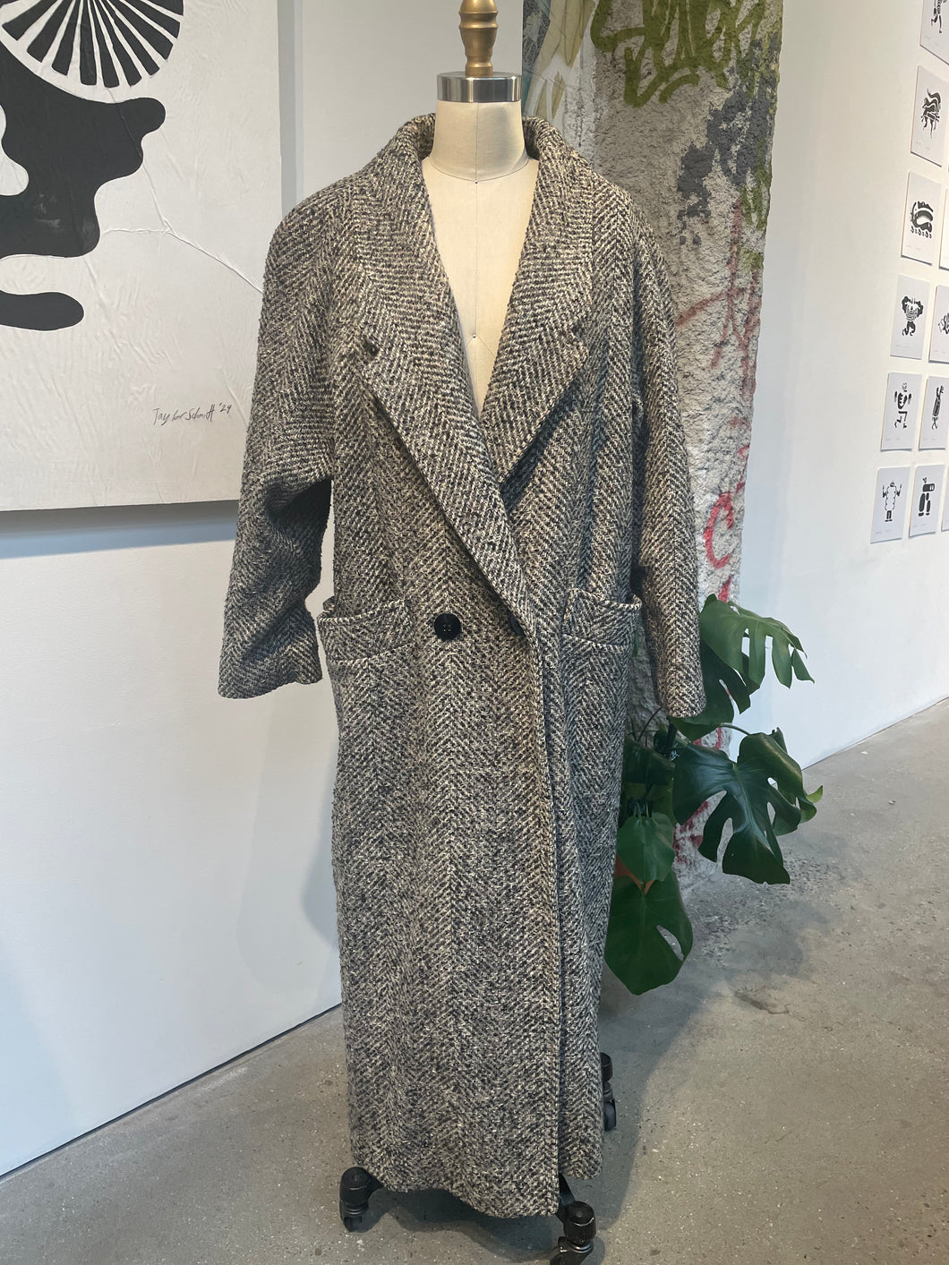 Heather Tweed Double Breasted Wool Coat