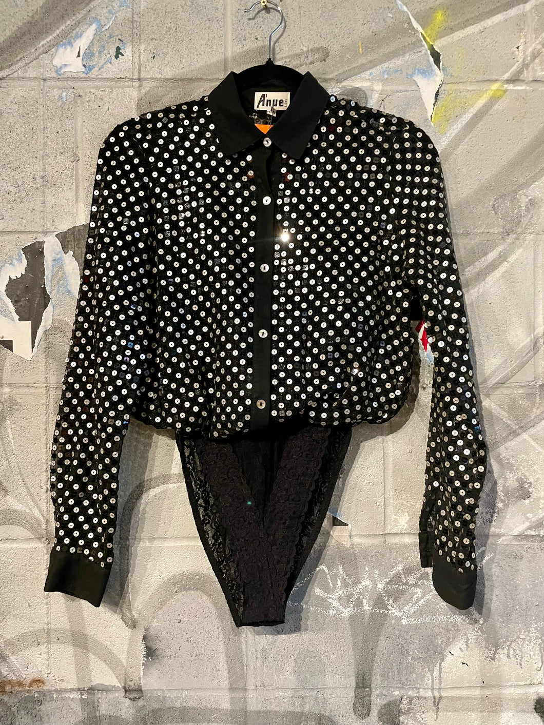 1980s Sequin Bodysuit Blouse