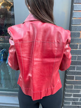 Load image into Gallery viewer, Italian Cropped Red Leather Jacket
