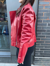 Load image into Gallery viewer, Italian Cropped Red Leather Jacket
