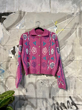 Load image into Gallery viewer, 1980s Fuzzy Knit Floral Cardigan
