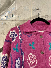 Load image into Gallery viewer, 1980s Fuzzy Knit Floral Cardigan
