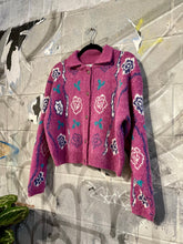 Load image into Gallery viewer, 1980s Fuzzy Knit Floral Cardigan
