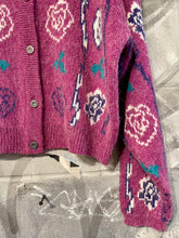 Load image into Gallery viewer, 1980s Fuzzy Knit Floral Cardigan
