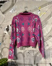 Load image into Gallery viewer, 1980s Fuzzy Knit Floral Cardigan
