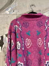 Load image into Gallery viewer, 1980s Fuzzy Knit Floral Cardigan
