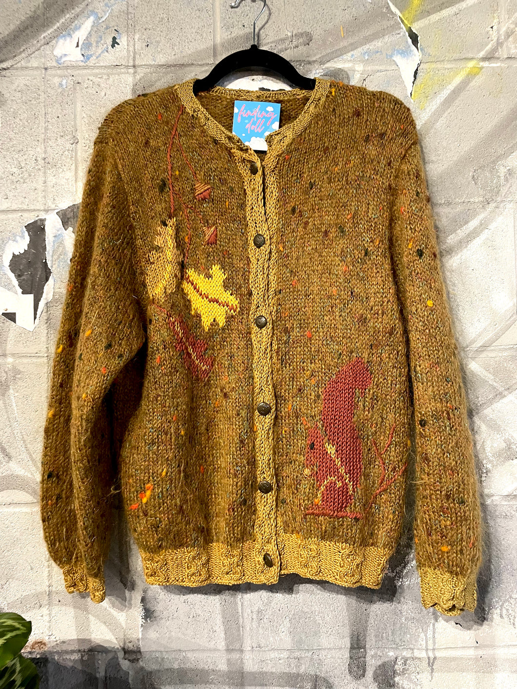 Vintage Mohair Alpaca & Leaf Motif Cardigan