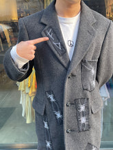 Load image into Gallery viewer, Up-Cycled Barded Wire Patch Cashmere Coat
