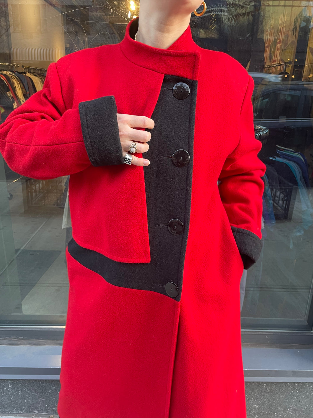 Red&Black Wool Coat