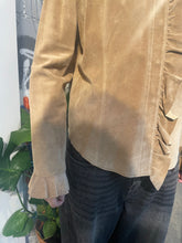 Load image into Gallery viewer, Suede Ruffle Front Button Blouse
