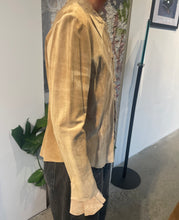 Load image into Gallery viewer, Suede Ruffle Front Button Blouse
