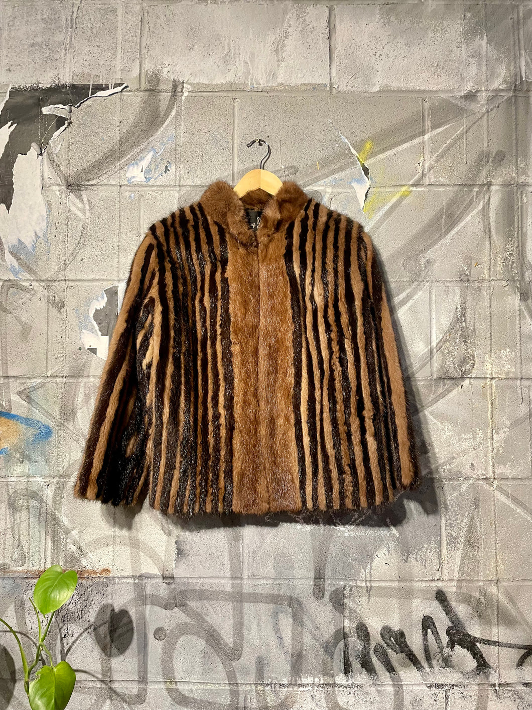 Vintage Striped Mink Coat