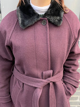 Load image into Gallery viewer, Plum Wool Coat w/ Faux Fur Collar
