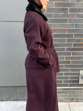 Load image into Gallery viewer, Plum Wool Coat w/ Faux Fur Collar
