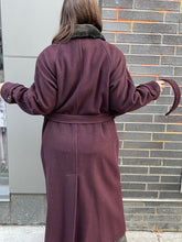 Load image into Gallery viewer, Plum Wool Coat w/ Faux Fur Collar
