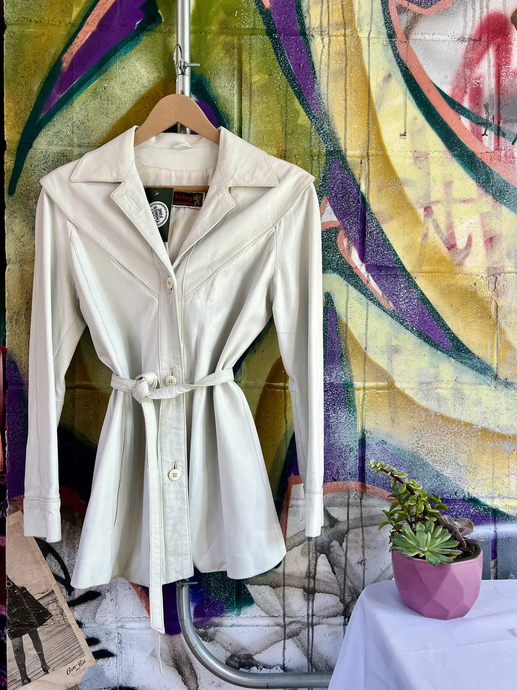 Vintage White Leather Jacket