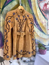 Load image into Gallery viewer, 1970s Floral Motif Suede Cape
